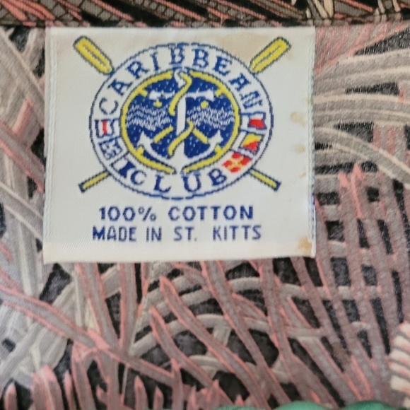 Vintage Caribbean Club Peacock Allover Print Short-Sleeve Button-Up Shirt - Picture 5 of 7